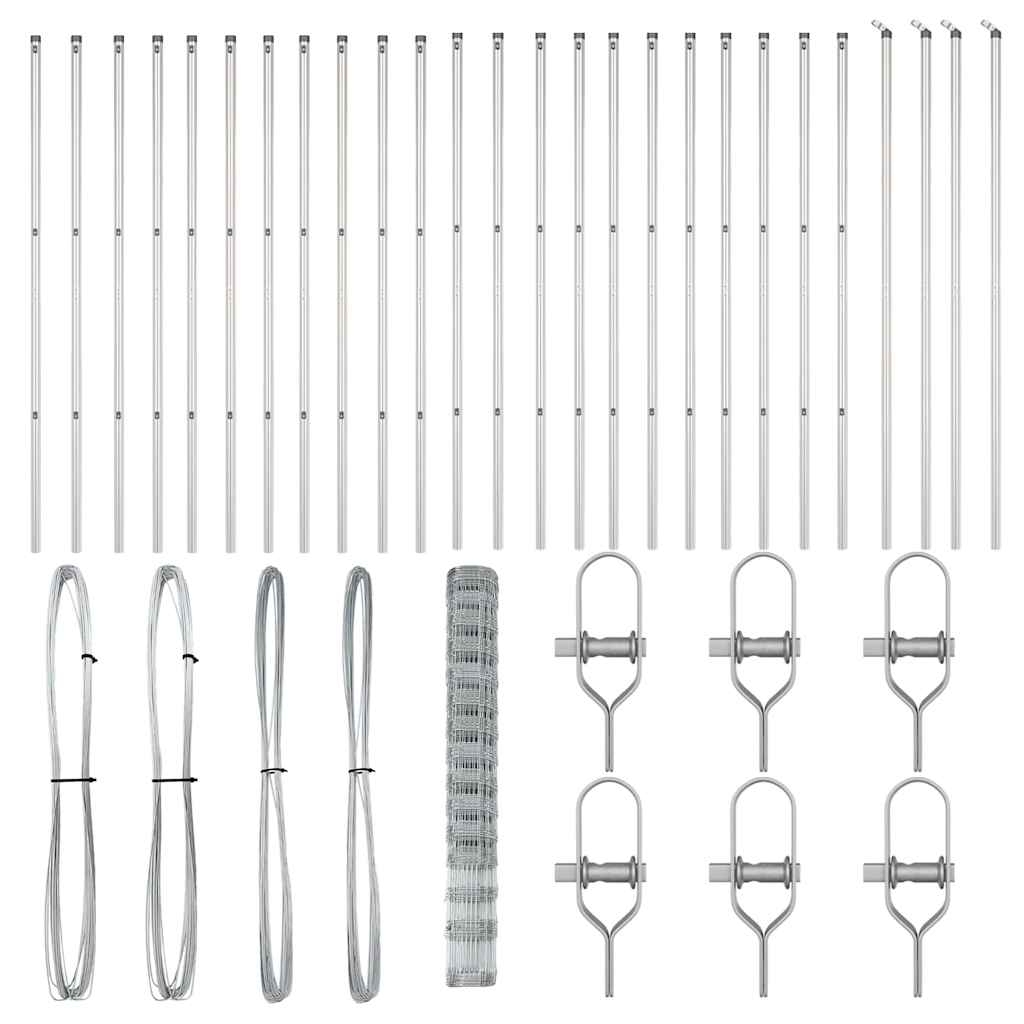 Wildzaun Silber 50 x 1,6 m Verzinkter Stahl